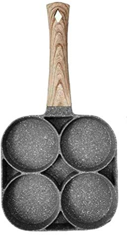 Multi Egg Frying Pan 4 Hole Burger Eggs Pancake Pan Pot Non Stick Breakfast Omelette Mold Maker with Non-slip Long Handles