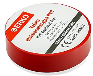ERKO Nastro Isolante elettrico rosso 19 mm x 20 m 8 Pezzi PVC Per isolare, Riparare e legare, nastro adesivo, Per tensioni fino a 6 kv, elettrici professionali, flessibile, autoestinguente