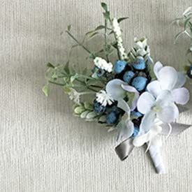 Weiß Blau Ansteckblume Knopfloch Rose Hochzeit Anstecker und Brosche Anstecknadel Seidenarmband Blumen Ansteckblume Pin Armband-Boutonniere-D