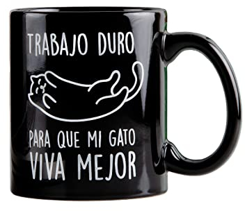 Miss Miserable - taza para desayuno original con mensaje Trabajo duro negro de cerámica - regalos originales