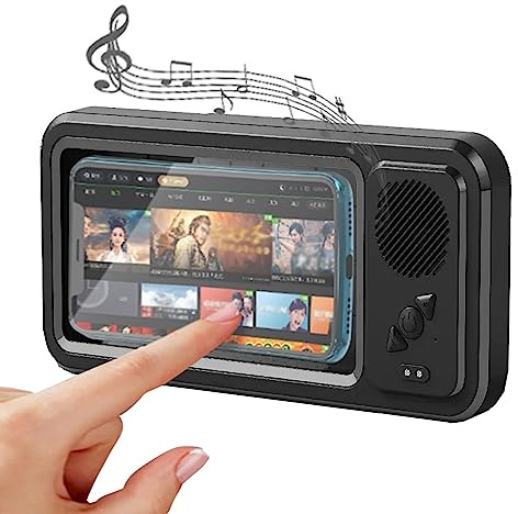 Support De TéLéPhone De Douche éTanche, Support De TéLéPhone Mural Pour Salle De Bain Miroir Baignoire Cuisine, Jusqu'à 7 Pouces, Support De TéLéPhone De Douche Avec Haut-Parleur Bluetooth Sans Fil (