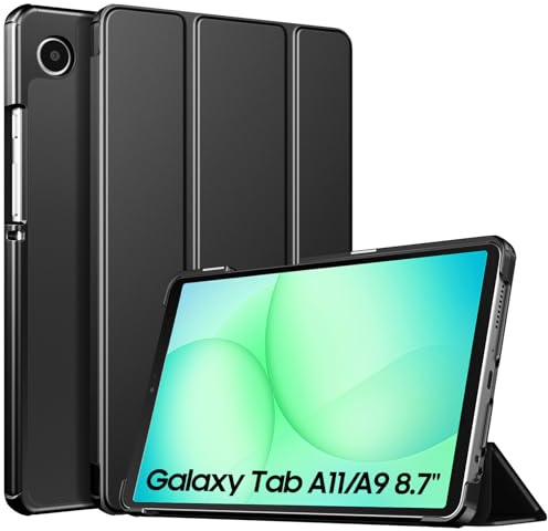 TiMOVO Funda para Samsung Galaxy Tab A11/A9 8.7 Pulgadas (2025/2023), Funda Delgada Ligera con Base Rígida, Soporte Triángulo Ajustable, Negro