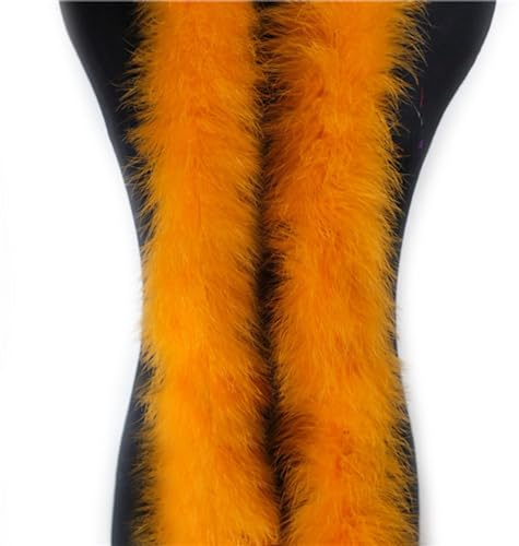 2m Federboa Truthahnfedern Boa,Flauschige Plüsch-Feder Boa Federstola Federschal Federgirlande für Weihnachtsbaum Hochzeit Basteln Burlesque Karneval Party 20er Jahre Kostüm Deko,ca. 40g Orange