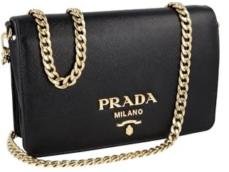 Prada Damen Schwarz Saffiano Leder Schultertasche 1BP006 NZV F0002