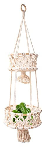BommFu Makramee Blumenampel Pflanzenhänger | Innen Wandbehang Pflanzkorb Blumentopf Halter | Boho Home Decor Wandbehang Pflanzer Korb - Blumentopf Halter Home Decor Geschenkbox