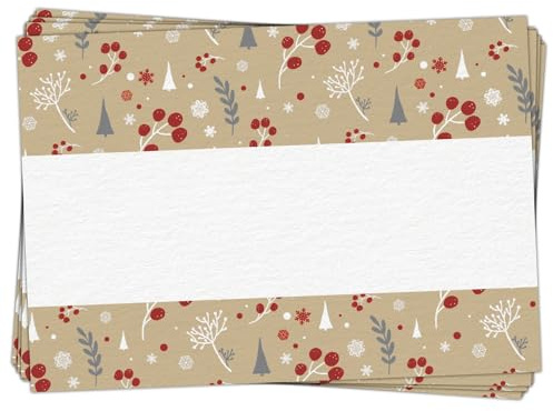 25 beschreibbare Geschenkaufkleber Weihnachten Etiketten 7 x 5 2 cm rot weiß beige Namensetiketten hochwertig Logbuch-Verlag