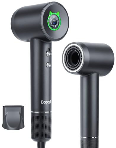 Bopcal Hochgeschwindigkeits Föhn mit 110000UPM- Touchscreen 500 Millionen negative Ionen Haartrockner Schnelles Trocknen, Leise Haarföhn für Haustiere, Reise, Geschenk