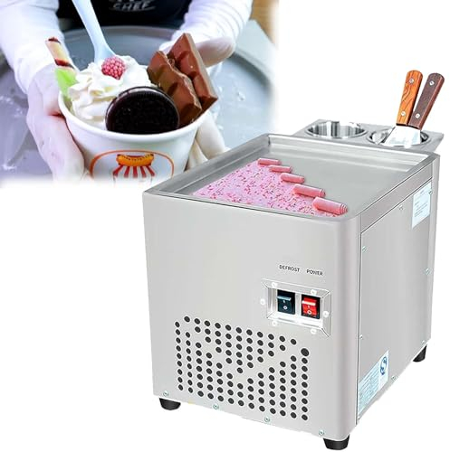 RayGenius Gewerbliche Eiscreme-Maschine Aus Edelstahl Mit 2 Abstreifern - Eiscreme-Maschine, Eiscreme-Rollmaschine Zur Herstellung Von Eiscreme-Rollen
