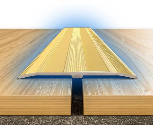 QSPNVFB Listello di Copertura per Fughe del Parquet, Alluminio Listello di Transizione per Laminato Piatto, Striscia di Soglia del Pavimento,(Gold)