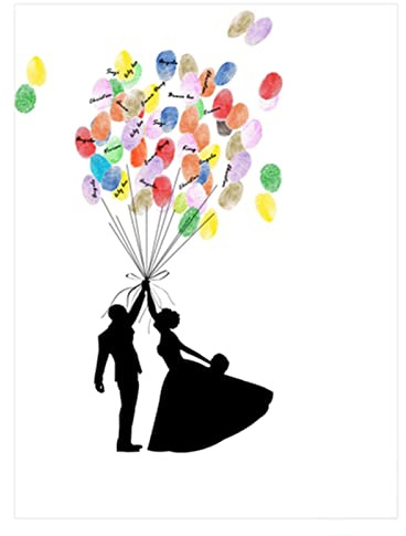Acouto Hochzeits-Fingerabdruck-Baum, Gästebuch, Leinwand-Malerei, Heimdekoration mit Stempelkissen für Hochzeit, Geburtstag, Party, 30 x 40 cm
