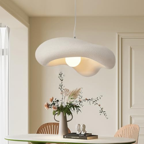 HEYUN Moderne Pendelleuchte Kreative Einzigartig Hängeleuchte Wabi-Sabi-Stil E27 Kronleuchter Esstisch Hängeleuchte Innenbeleuchtung Verstellbare Heimdekoration Für Esszimmer Küche Inselleuchte(Beige)