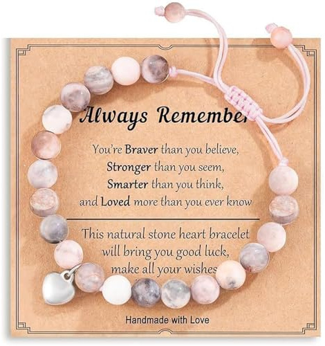 YiYunTE Bracciale cristallo quarzo rosa donna bracciali pietre naturali catena pietra zebra rosa bambina bracciale perle forma cuore braccialetto ansia donna uomo compleanno regali braccialetto occhio