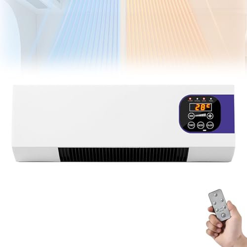 Calentador De Pared De 2000 W, Ventilador De Aire Acondicionado De Pared Con Pantalla Digital Inteligente LCD Con Control Remoto, Ajustable De 16-40 ℃, Temporizador De 6 Horas, Para Baño, Dormitorio