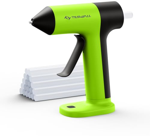 Tilswall Pistola per colla a caldo senza fili da 4 V, preriscaldamento rapido 30 s, con 20 bastoncini di colla (20 x 140 mm), ricaricabile da 2000 mAh, tipo C, ideale per fai da te, riparazioni