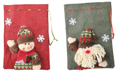 FOMIYES 2stücke Geschenktüte für Süßigkeiten Weihnachtstüte mit Kordelzug Aufbewahrungstüte für Süßigkeiten Hübsche Süßigkeitentüte Kreative Weihnachtstüten zum Einpacken