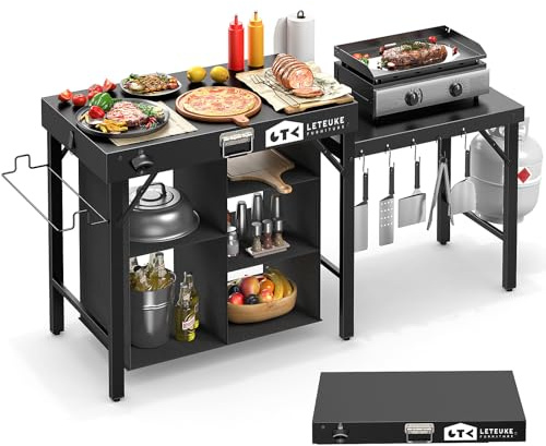 Grill Table for Blackstone Griddle Camping Grill Table Foldable Fits Ninja