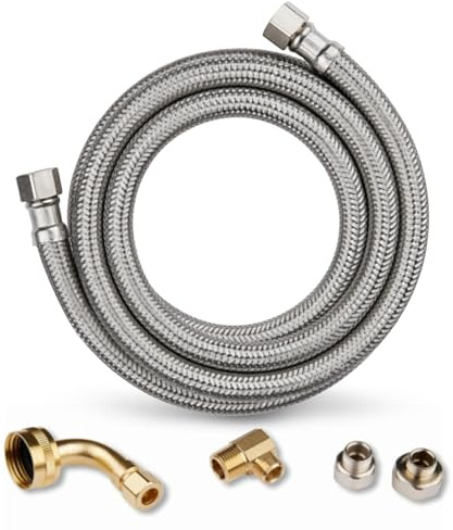 1-PACK Niikappu 6 FT Stainless Steel Dishwasher Hose Supply Line with Compression Connection, Dishwasher Installation Kit