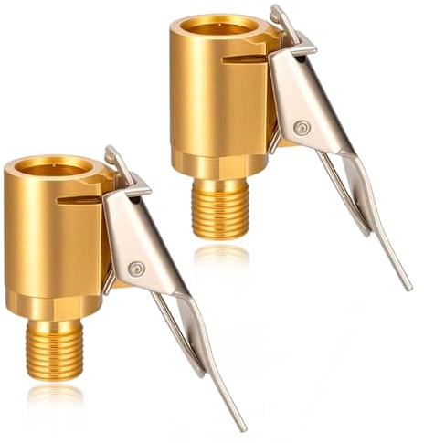 JanFebMar 2 Stück 8mm Fahrradventil Adapter, Französisches Ventil Adapter, Autoventil Hebelstecker, Messing Reifen Ventil Luftpumpe Clip, Air Chuck für Autos, Fahrräder, Motorräder