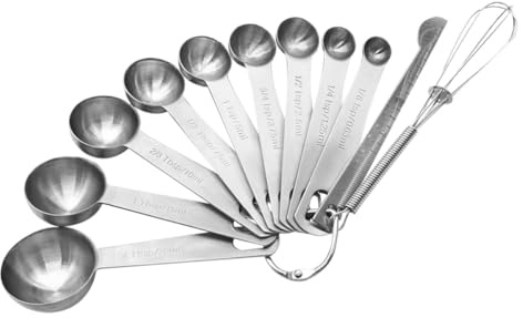 Ipetboom Cucharas Medidoras Redondas Acero Inoxidable Kit Utensilios Cocina Herramienta Medición Gramos Líquidos Sólidos Compacta Almacenamiento Fácil