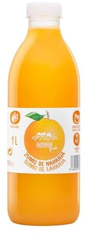 Hacendado Jus d'Orange Frais, Pack de 6 Briques Tetra Pak, Sans Sucres Ajoutés, 1L par Brique, Conservation 4 Jours, Origine Espagne