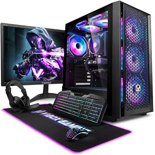 Vibox V-529 Gaming PC Bundle • AMD Ryzen 5 5500 6-Core • Radeon RX 9060 XT 8GB • 16GB RAM • 1TB SSD • Windows 11 • 23 Monitor • WiFi