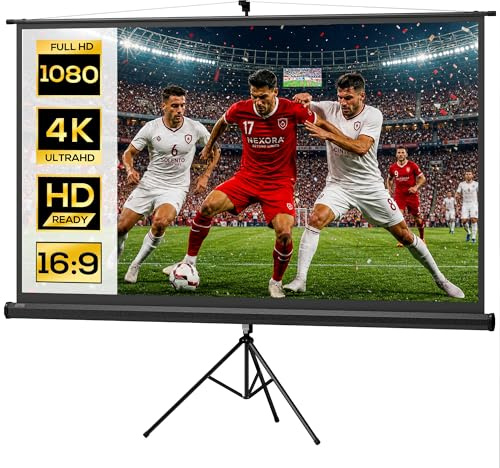 HOMCOM Beamer Leinwand mit Stativ 221 x 124 cm 100 Zoll 16:9 HD 4K Schwarz | Projektionsleinwand, Rollo-Leinwand, für Heimkino, Büro-Präsentationen