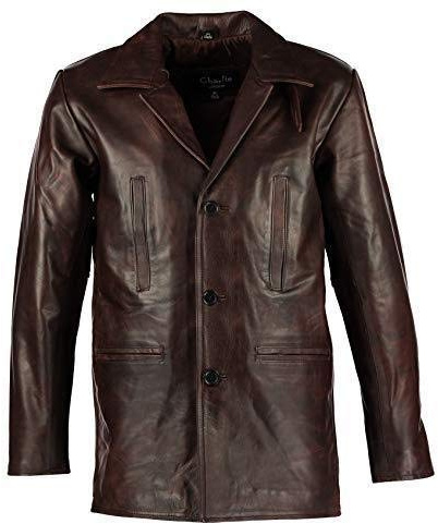Charlie LONDON Max Payne vintage brun läderjacka kappa – läderjackor herr