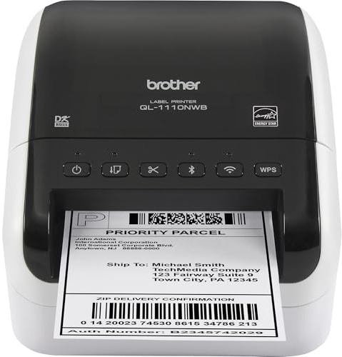 Brother QL-1110NWB Wide Format, Postage and Barcode Professional Thermal Monochrome Label Printer with Wireless Connectivity