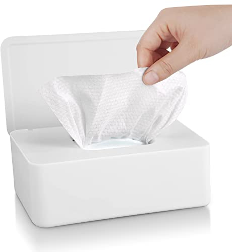 Scatola Porta Salviette Umidificate con Coperchio, Dispenser Fazzoletti,Scatola Porta Fazzoletti per Ufficio Bagno Auto (Bianco)