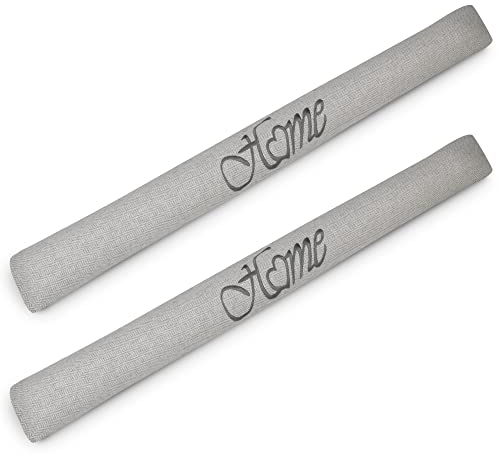 Beautissu 2er Set Zugluftstopper 100 cm lang Tuuli HO - Windstopper als Türvorleger, Haustür Rolle und Kälteschutz Luftstopper - Luftzugstopper Home Zugluft Stopper in Hellgrau