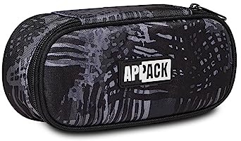 Appack Federmäppchen, Mäppchen, Federtasche für Schreibwaren, Mädchen&Jungen, Schule und Gymnasium, Teenager, schwarz/grau