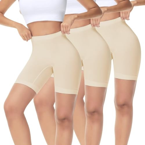 IceReco Short Femme Ete Anti Frottement Cuisse Cycliste Femme sous Jupe Shorty sous Robe Boxer Legging Court Lot De 3