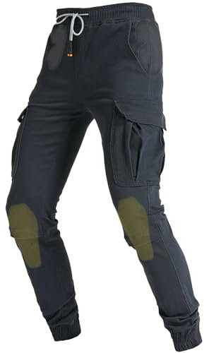 QIYUANT Pantalones Cargo de Moto para Hombre Motocicleta Jeans Pantalón de Motorista Mujer Casual Elásticos con Protecciones (Gris, 4XL)