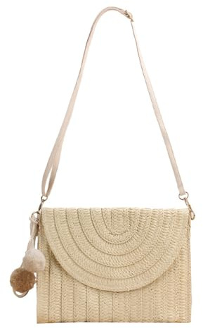 TOFBS Sac Bandoulière Femme Paille Tressée Crossbody Bag Pochette Épaule Sacs a Main Été Plage Shoulder Bag Petit Format Style Bohème