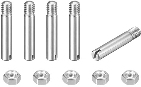 sourcing map 5 perni cilindrici con intaglio, M4 x 22 mm, in acciaio inossidabile 304, con filettatura esterna, viti con scanalatura con dado per installazione di mobili per armadi (GB878)