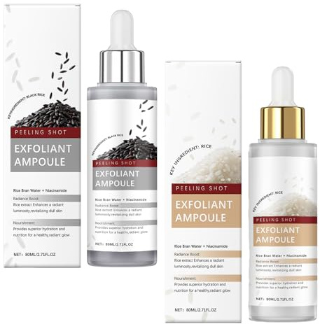 2025 Ny peeling av svart och vitt ris, uppgradering Peel Shot Glow Rice Ampoule Duo, Peeling Gel fuktgivande ampull för daglig hudvård (80 ml + 80 ml)
