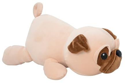 HTI Cosy Cuddles Animal Plush Cushion | Soft Weighted Plush Toy Pillow for Kids & Adults | Cute Stuffed Animal Cushion for Anxiety ADHD Autism Stress Relief | Crocodile, Pug, Unicorn | 18M+ (Pug)