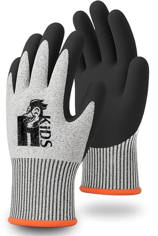 HOLZHELD Gants de sculpture pour enfants - Gants de protection anti-coupures pour enfants de 4 à 11 ans - Gants de travail certifiés pour le bricolage, la cuisine, le travail et le jardin - Taille 3