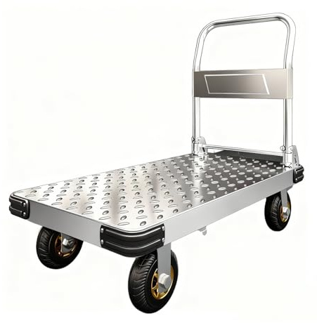 Heavy-Duty Folding Platform Trolley, 2000lb Capacity Reinforced Silent Trailer, Fitted with 6-inch wear-Resistant Nylon Wheels, Suitable for handling, Transport and Warehouse Operations.