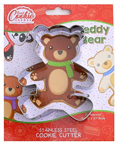 Sweet Cookie Crumbs Teddy Bear Cookie Cutter, Stainless Steel, Dishwasher Safe (Teddy Bear)