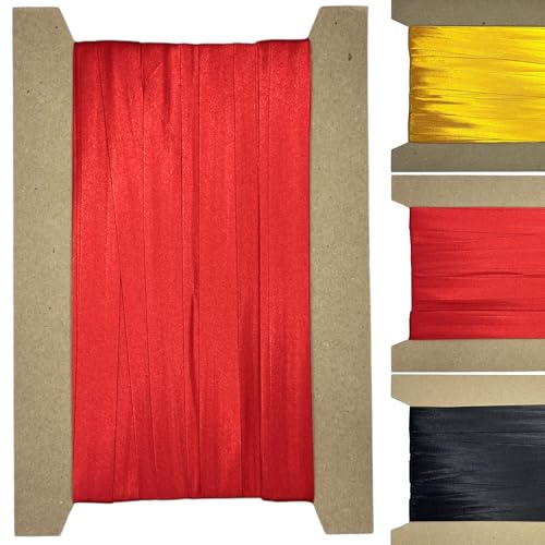 Roban Fashion 10m Satin Schrägband zum Nähen gefalzt 25mm breit Rot