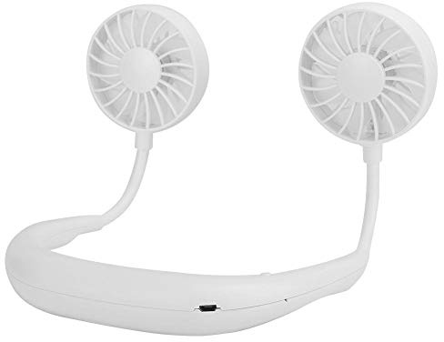 Topiky Tragbarer Lazy Hanging Neck USB-Lüfter, persönlicher Freisprech-Neckband-Lüfter mit 3 Geschwindigkeiten 4-12 Stunden Arbeitszeit für Büro-Heimreisen(Weiß)