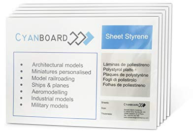 Cyanboard, Polystyrol Platten PS Platten Weiss. Kunststoff Hart-Platten für Modellbau/Basteln. (A5 (210x148mm) x 2mm x 6 einheiten)