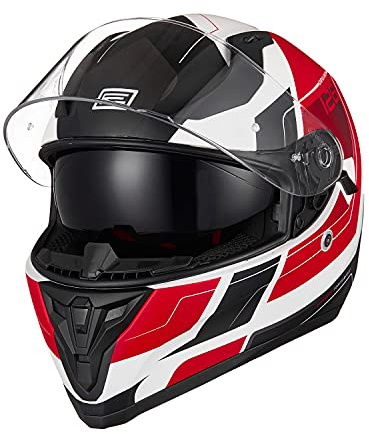 ORIGINE Casque de Moto intégral homologué ECE avec visière (Advanced Red-White Matt, XL)