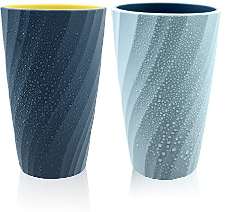 Unzerbrechlicher Zahnputzbecher für Badezimmer, weich und langlebig, Badezimmer-Becher, Zahnbürstenhalter (hellblau und dunkelblau), 2 Stück