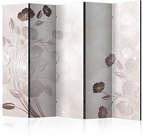 murando - Paravent Raumteiler Innen Blumen 225x172 cm 5-teilig Einseitig Raumtrenner Trennwand Holz Room Divider Mobiler Sichtschutz Spanische Wand Raum Abtrennung Natur beige b-C-0014-z-c