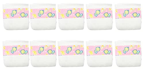 CHAREX Confezione da 10 pannolini per bambole rinate, pannolini per neonati Alive, accessori per bambole da 40,6 a 61 cm, riutilizzabili
