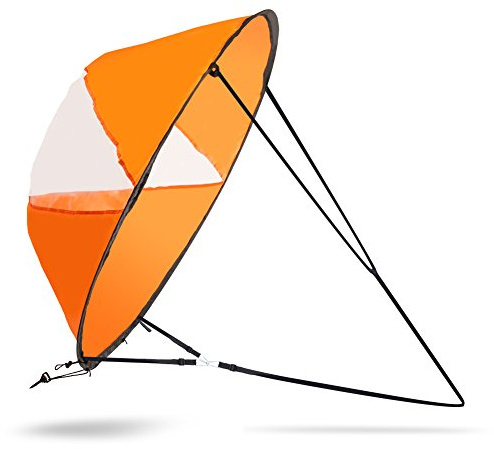 Alomejor Kajak-Downwind-Segelpaddel 108 X 108 cm Faltbares Popup-Windsegel mit Durchsichtigem PVC-Fenster für Schlauchboote, Kajaks, Kanus(Leuchtendes Orange)