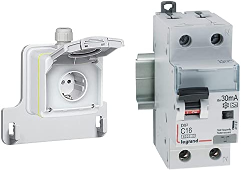 Legrand Steckdose für Elektroautos, Green' Up, Mode 1&2-kompatibel, 1 phasig, 16A, 3,7kW, Ladesystem für Elektroautos & 411061 DX3 FILS C16A 1P+N 6KA 30MA A