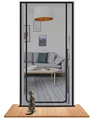 Cat screen Door Fits Door Size 100cm x 220cm, Thickened Heavy Duty Pet Screen Door for Dogs Cats Mosquitos, Suitable for Living Room, Bedroom, Kitchen, Patio, Corridor, Double Zip